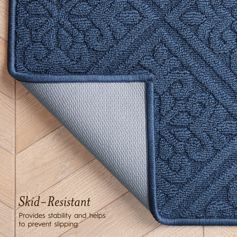 Austell Machine Woven Synthetic Area Rug in Blue, Rectangle 2'2" x 3'9"