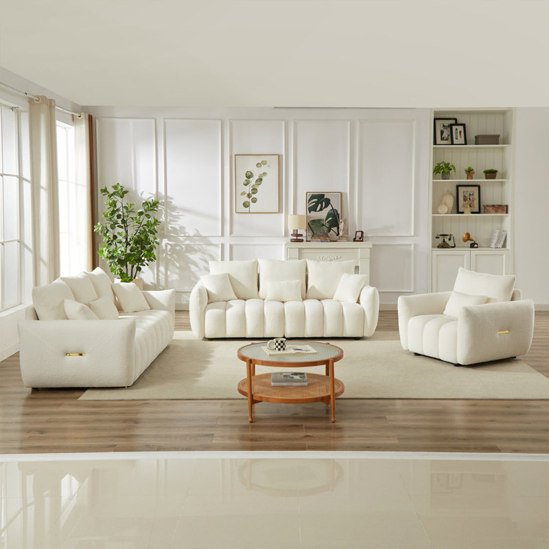Canapé de salon contemporain contemporain 1 place + 3 places + 3 places, Beige