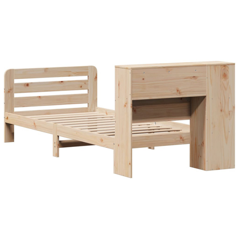 Bed Frame Without Mattress Solid Wood Pine, 96cm x 203.5 cm, Natural
