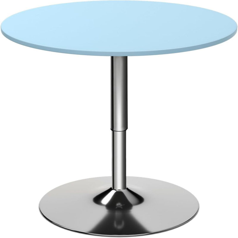Round Metal Base Dining Table, Blue, Silver