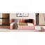 Lit de jour rembourré avec 2 tiroirs de rangement, structure de canapé-lit simple, sans sommier, tissu en lin (rose)-1627320752