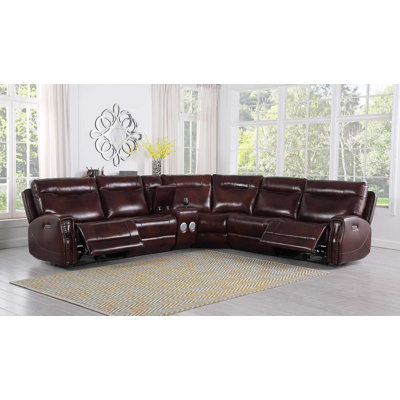 Canapé modulaire inclinable symétrique en cuir véritable