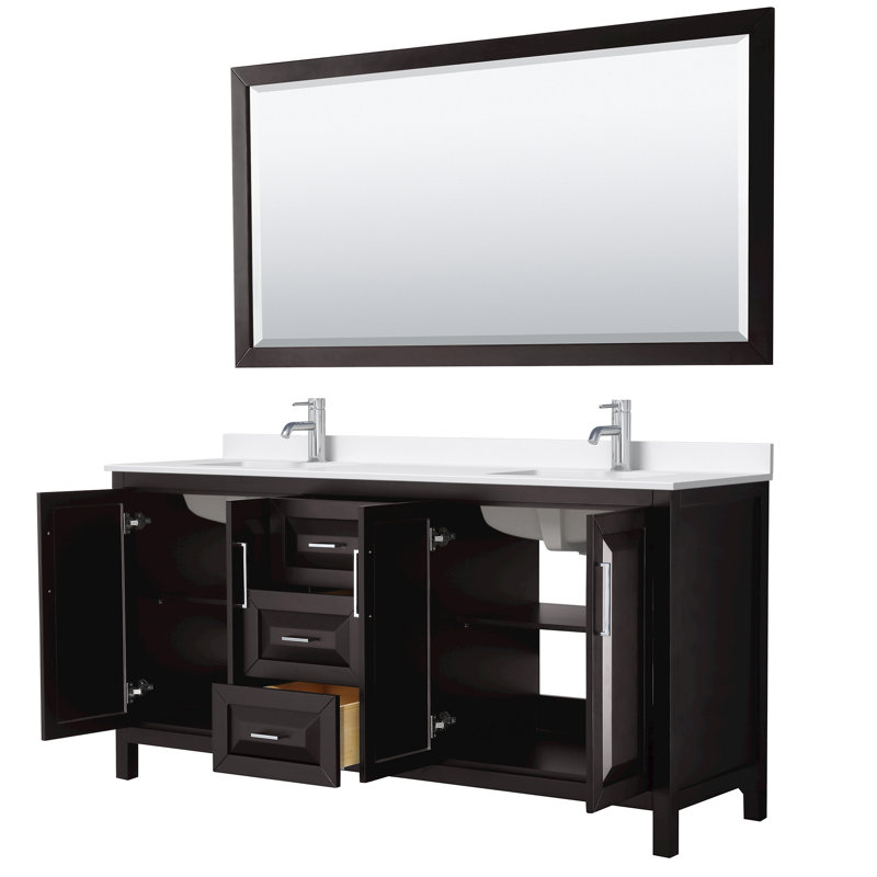 Daria 72'' W Vanity, Brown, Polished Chrome, Giotto Quartz