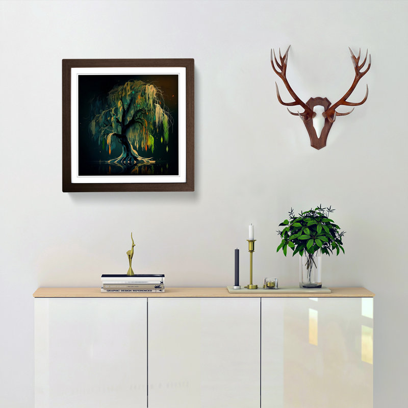 Weeping Willow Abstract Art - Framed Print, Walnut