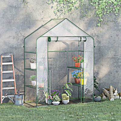 Portable  House With Shleves, Roll-Up Door And Weatherized Plastic C  Backyard Garden