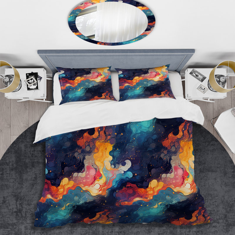 Ensemble de housse de couette Cosmic Illusion Moody, Housse de couette simple + 1 taie décorative stan