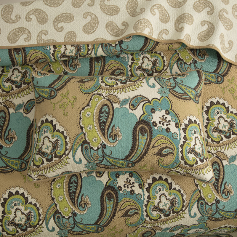 Ensemble de courtepointe réversible 100% coton Classic Paisley, Très grand