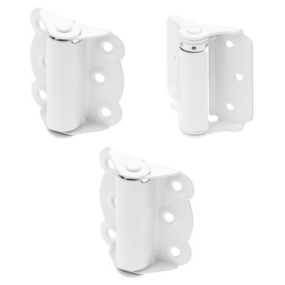Ensemble de 2 charnières à fermeture automatique et réglable 1 à 2 3/4 po avec vis Storm et moustiquaire, blanc (paquet de trois)