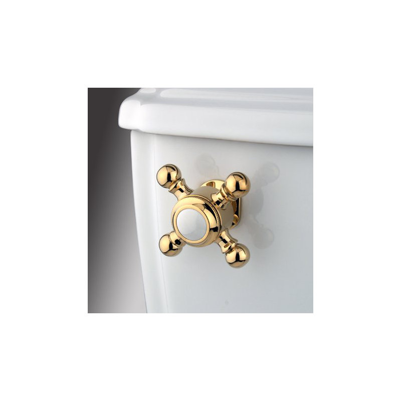 Decorative Buckingham Cross Handle Tank Lever Arm, Polished Brass