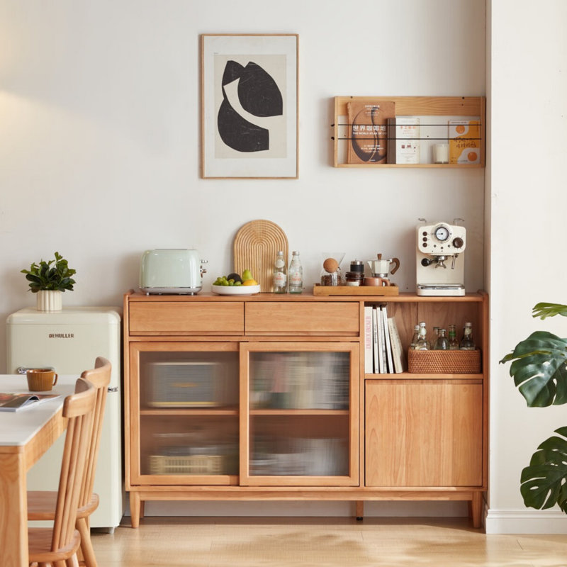 Simple And Small Sideboard, Burlywood, 38.58" H x 47.24" W x 11.81" D