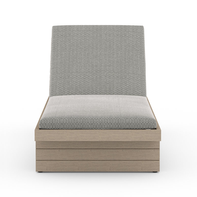 Leroy Outdoor Teak Chaise Lounge, Stone Gray, Brown
