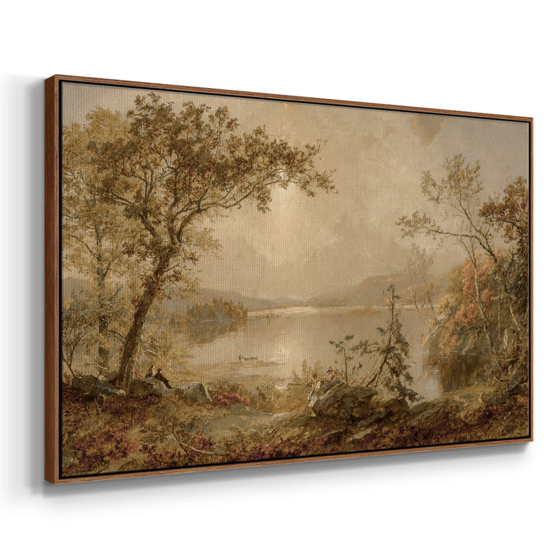 Paysage rétro - DC XXXIV, H 25 po x l 37 po x P 2 po, Toile encadrée noyer flottant