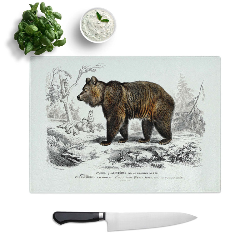 Tempered Glass Bear Chopping Board, 39 cm W x 28.5 cm L