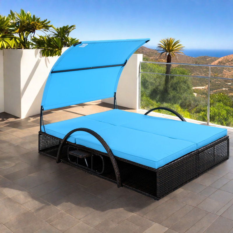 Méridiennes de patio réglables, lit double en acier moderne pour la piscine