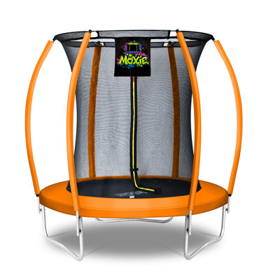 Machrus Moxie Pumpkin-Shaped Outdoor Trampoline Set w/ Premium Top-Ring Frame Safety Enclosure, 6 FT