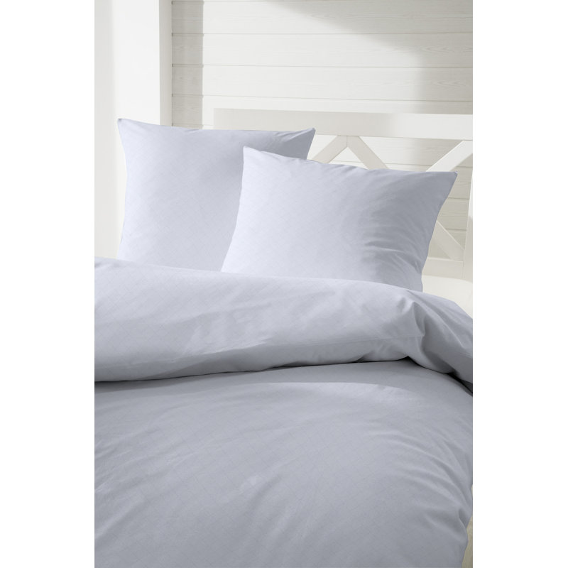 Ardingly Cotton 200 TC Duvet Cover Set, 240 x 200 cm - 2 Pillowcases (80 x 80 cm), Silver