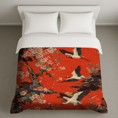 Housses de couette Cranes Cherry Blossoms
