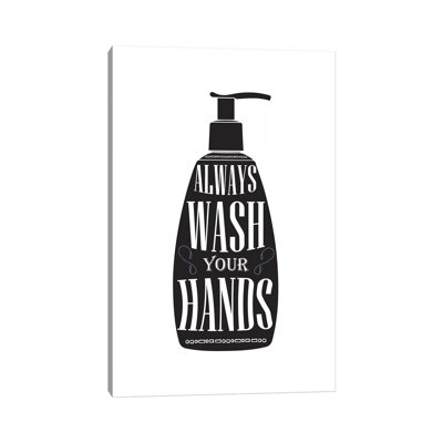 Wash Your Hands Silhouette by Pixy Paper - Wrapped Canvas Print