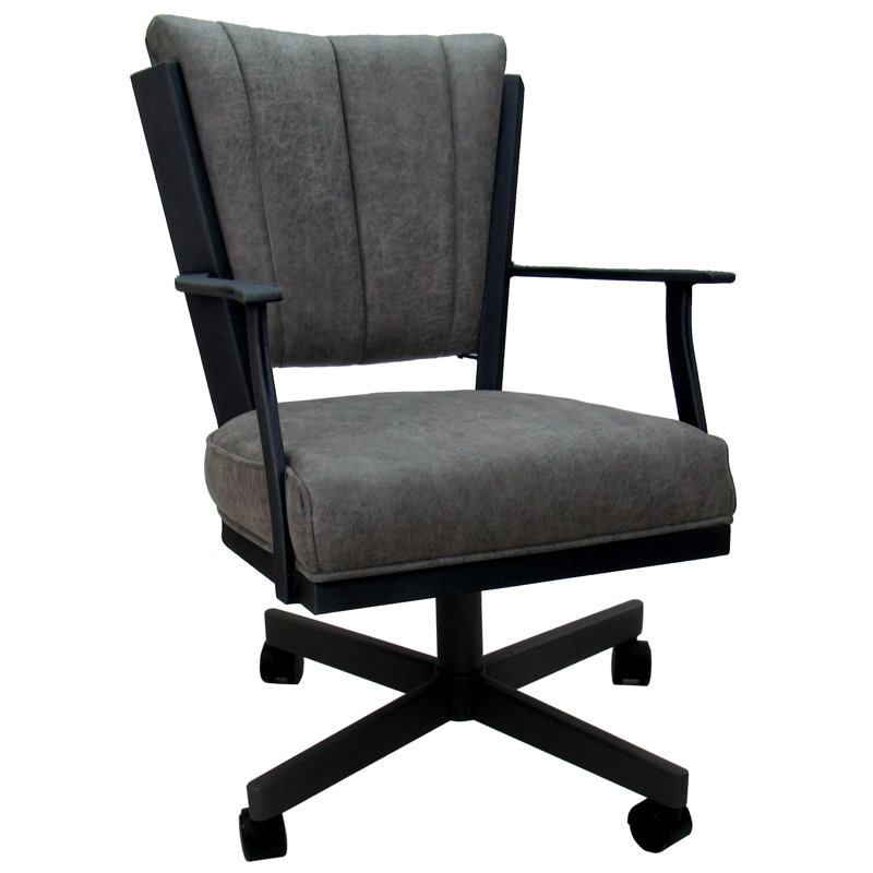 Danyael Metal Dining Caster Chair with Arms, Black, Northwest Elk