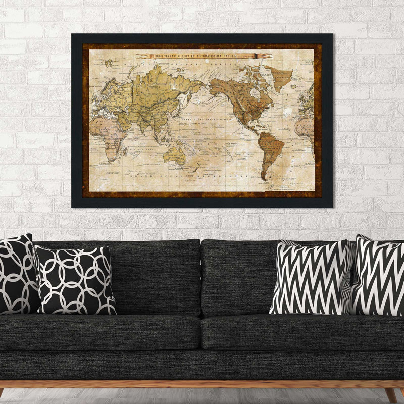 Carte du monde - impression encadrée, H 27,5 po x l 39,5 po x P 0,75 po