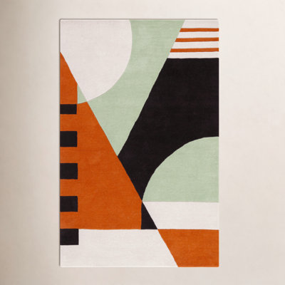 Kazu Green Brown Hand-Woven Abstract Rug