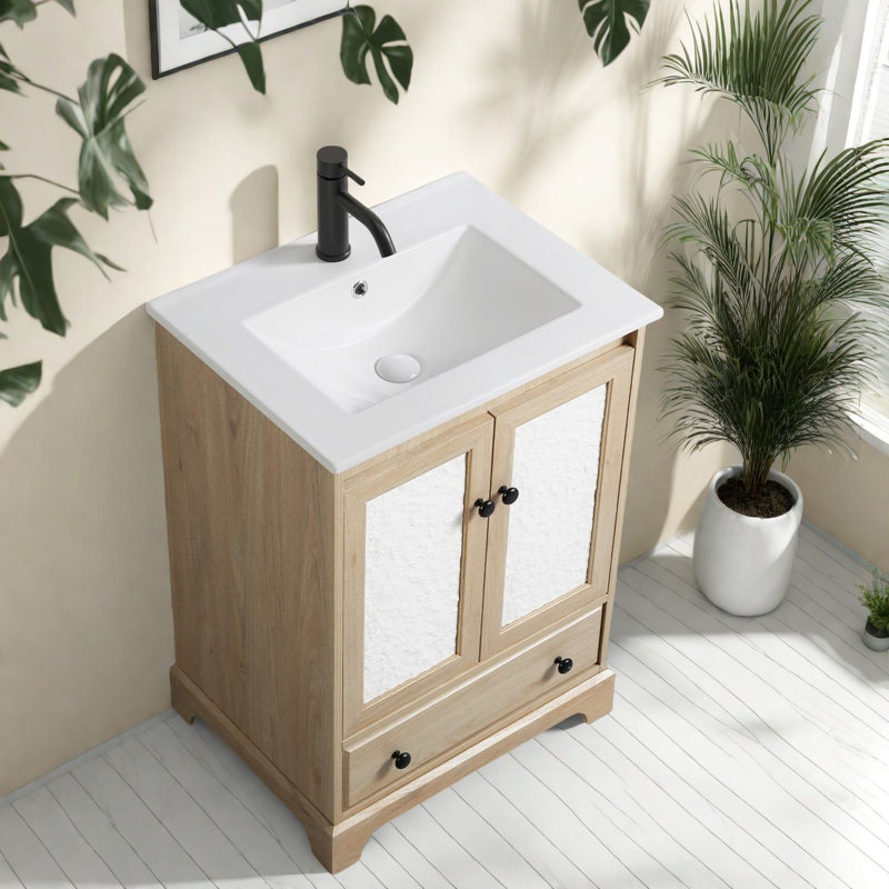 Meuble-lavabo et lavabo compact en bois brun de style moderne pour la maison