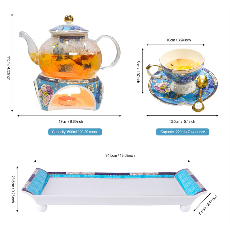 DNGJU 21oz. Floral Teapot Set