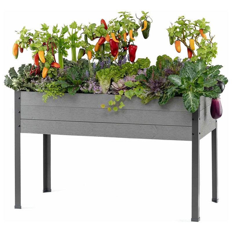 Wood Planter Box, Gray, 29.50" H x 21" W x 47" D