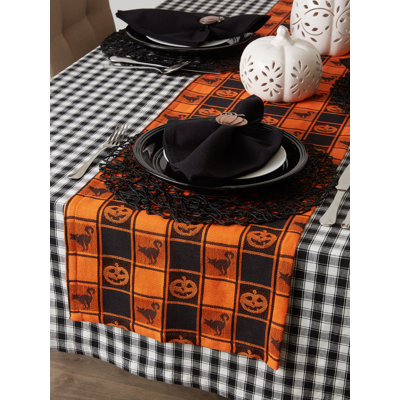 Vaillancourt Halloween Woven Check Table Runner