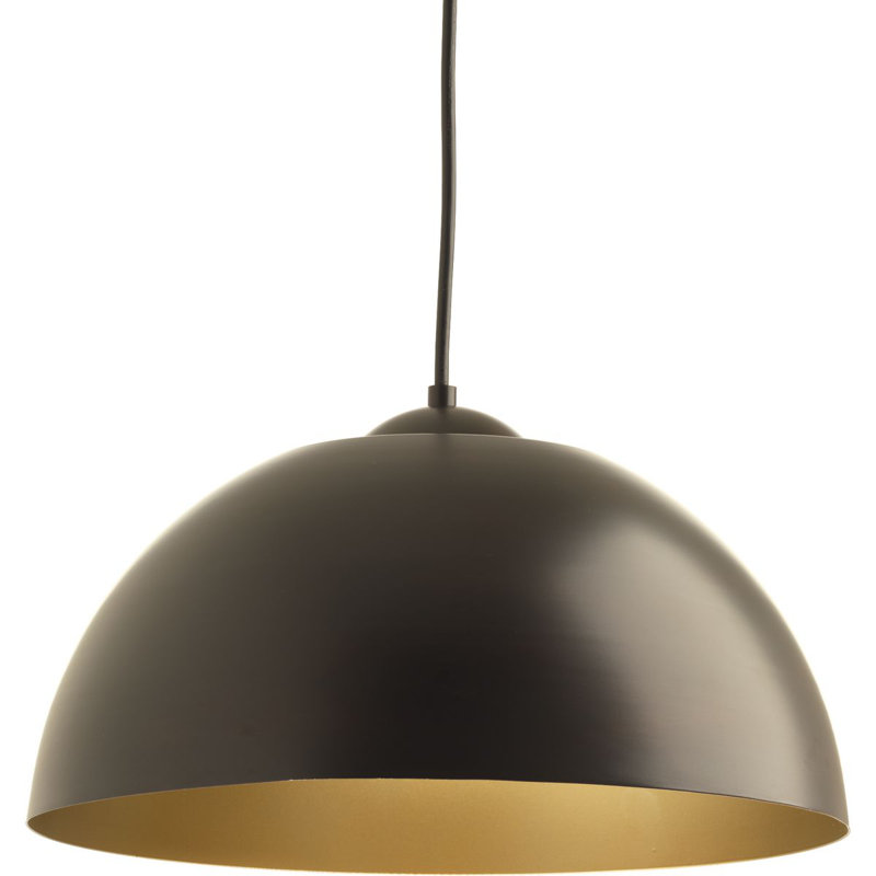 Luminaire suspendu en forme de dôme à 1 lumière Angeni, 8.88" H x 16" lx 16" p, Bronze Antique