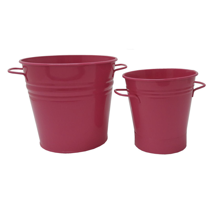 Nohoff Metal Pot Planter, Hot Pink