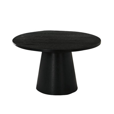 Kily Coffee Table, Cone Pedestal Base, 29 Inch Round Top In Black
