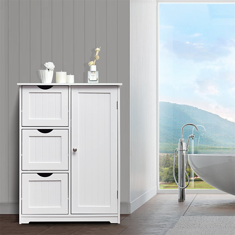 Aashritha Freestanding Bathroom Cabinet, White