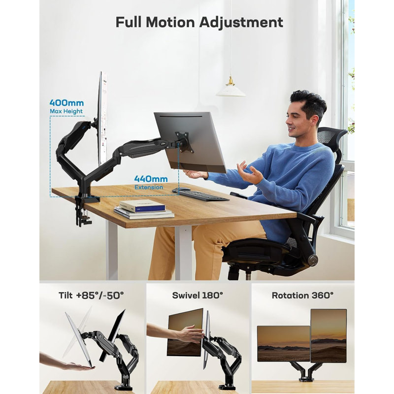 FURNINIXS Desktop Mount, Black