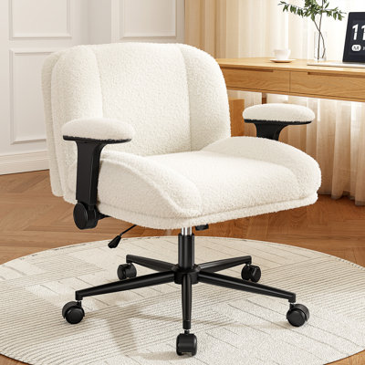 Chaise de bureau rembourrée de 28,3 po de largeur avec roulettes pour bureau à domicile, coiffeuse et dortoir