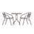 Amlie 23.5" Square Glass Metal Table with 2 Metal Aluminum Slat Stack Chairs-1682800890