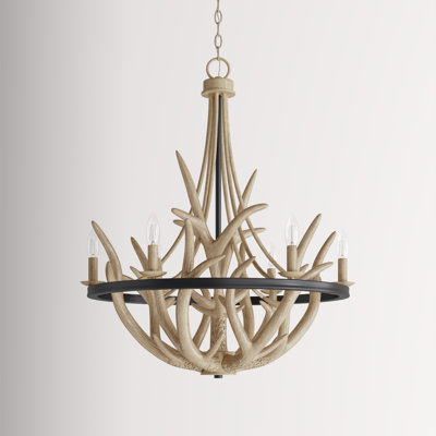 Atria 6 - Light Antler Dimmable Empire Chandelier