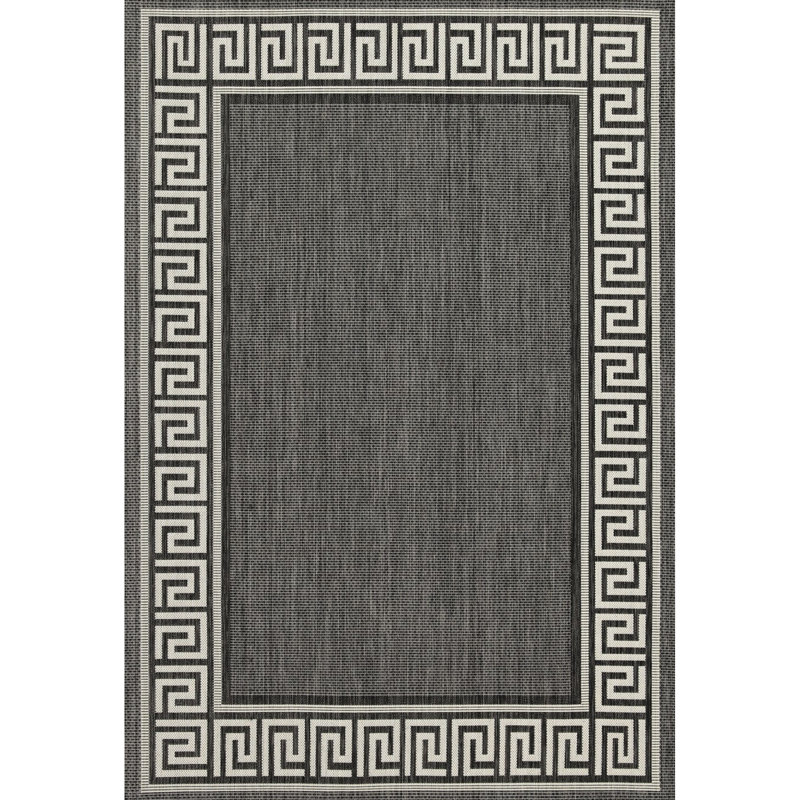 Sunshine Gchar2002 Anthracite Area Rug, 7 Ft. 10 In. X 3 In., Indoor/Outdoor, Attractive Border, Polypropylene , Stain , , Made In Turkey Anthracite, Indoor-Outdoor, Modern Ornament,