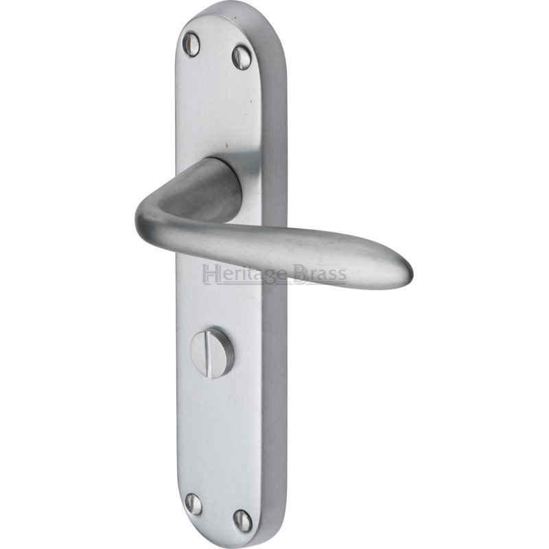 Heritage Brass Heritage Door Handle for Bathroom Sutton Design, Satin Chrome