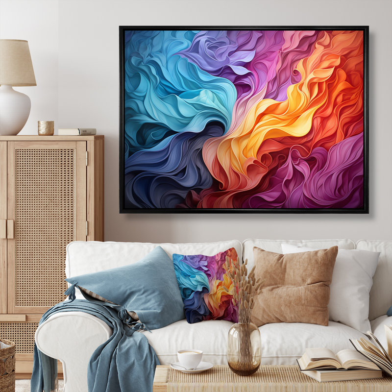 Opt Illusion chromatique sur toile, Cadre flottant noir, H 24 po x l 32 po x P 1 po