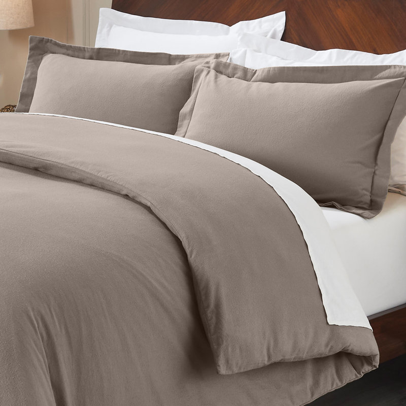 Ensemble de housse de couette chaude et chaude 100% flanelle de coton brossé Écosse, Gris, Très grand californien