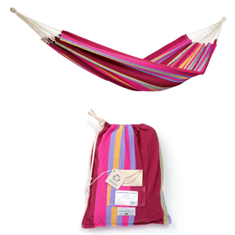 Barbados Double Hammock, 1cm H x 150cm W x 340cm D, Pink/Red