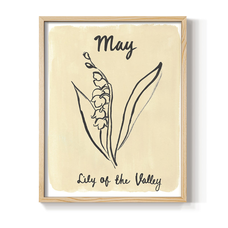 Reproduction encadrée mois de naissance V - bois massif, Naturel, H 11 po x l 9 po