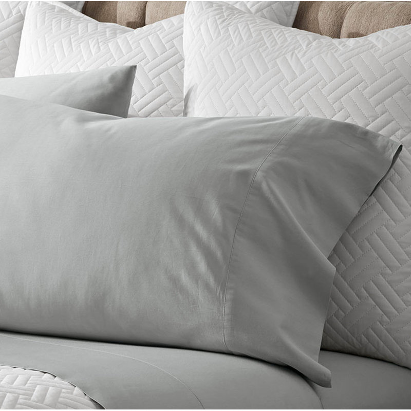Percale Hemmed Pillowcase Set, King Pillowcase, Shore