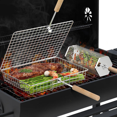 Grill Basket Set With Removable Handle