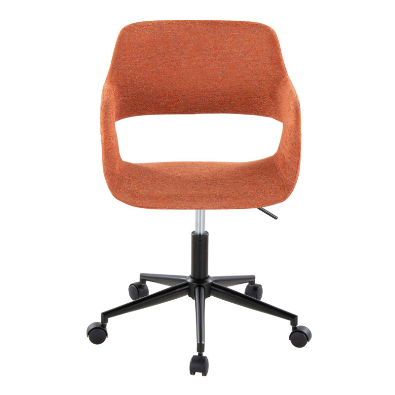 Contemporary Task Chair In Metal And Fabric, Orange, Black