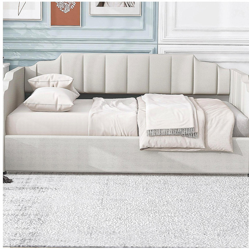 Fabric Sofa Bed with Under-Storage, Full Size, White