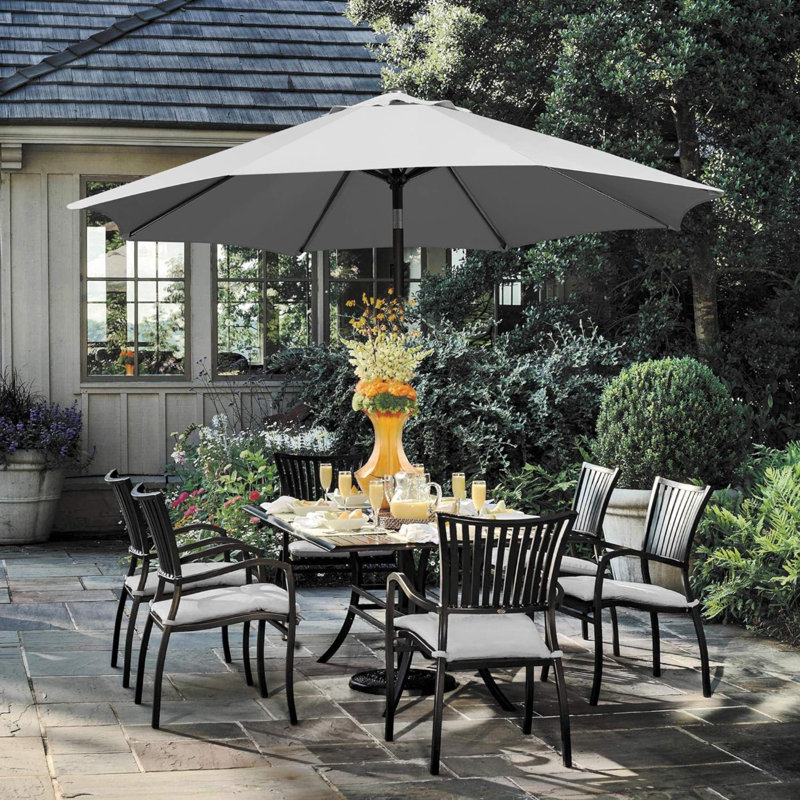 Caillan Tilt Market Parasol, Grey, 240cm H x 270cm W x 270cm D