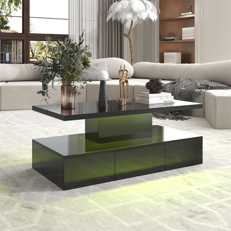 Campbelle Block Coffee Table with Storage, Black