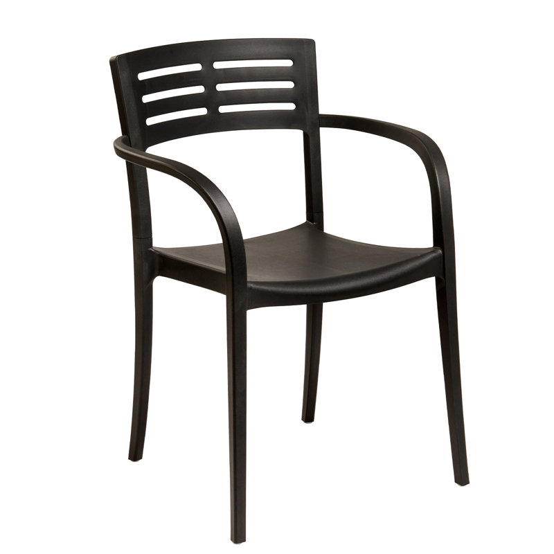 Grosfillex Vogue Resin Stacking Armchair, Black